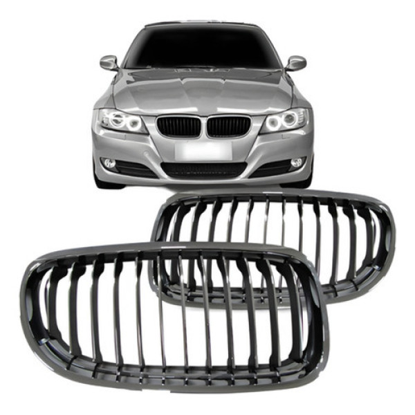 Par Grade Central Bmw 320 2009 2010 2011 2012 Cromada Com Fr Preto