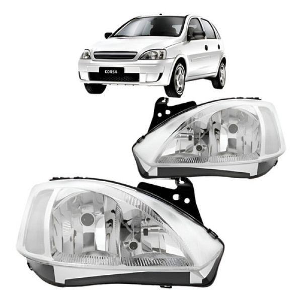 Par Farol Corsa Montana 2003 Á 2007 Cromado Manual Tyc Ambos Lados