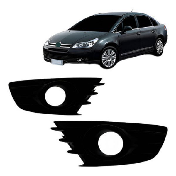 Par Moldura Da Grade Milha Citroen C4 Pallas E Hatch Preto