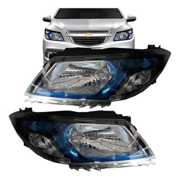 Par Farol Onix Prisma 2013 2014 2015 Mascara Negra