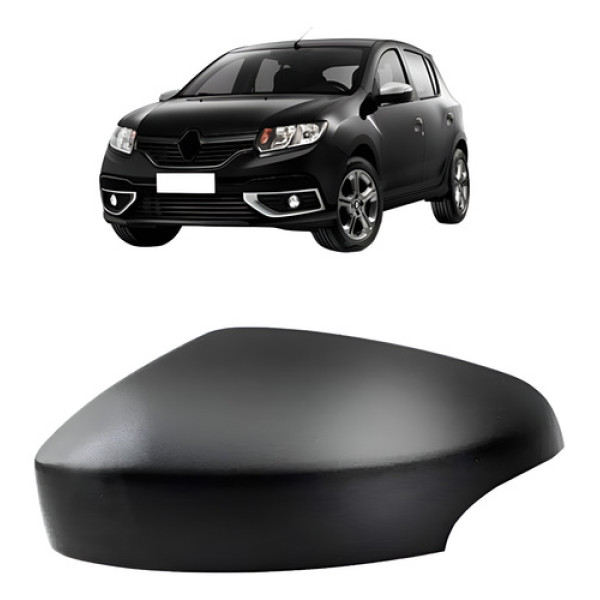Capa Retrovisor Sandero Logan 2014 A 2020 C/furo Pisca Preta
