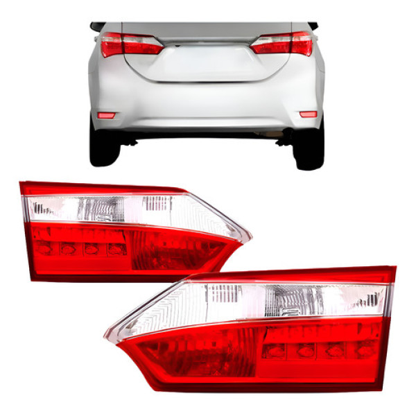 Par Lanterna Traseira Mala Corolla 2014 2015 16 2017 Com Led Ambos Lados Vermelho