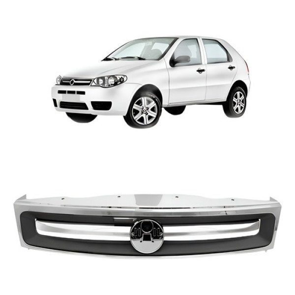 Tela Radiador Palio Economy 2010/12 Mold Friso Cromado Preto Brilhante