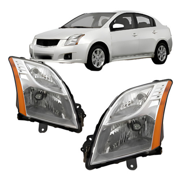 Par Farol Cromado Sentra 2010 A 2013