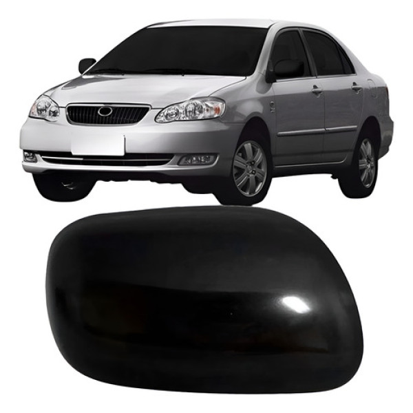 Capa Retrovisor Corolla 2003 2004 2005 2006 2007 Preto Liso