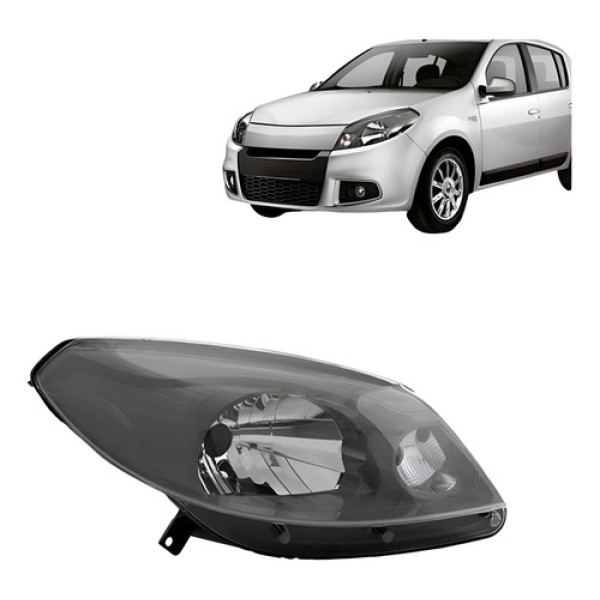 Farol Sandero 2012 2013 2014 Manual Máscara Cinza C/garantia